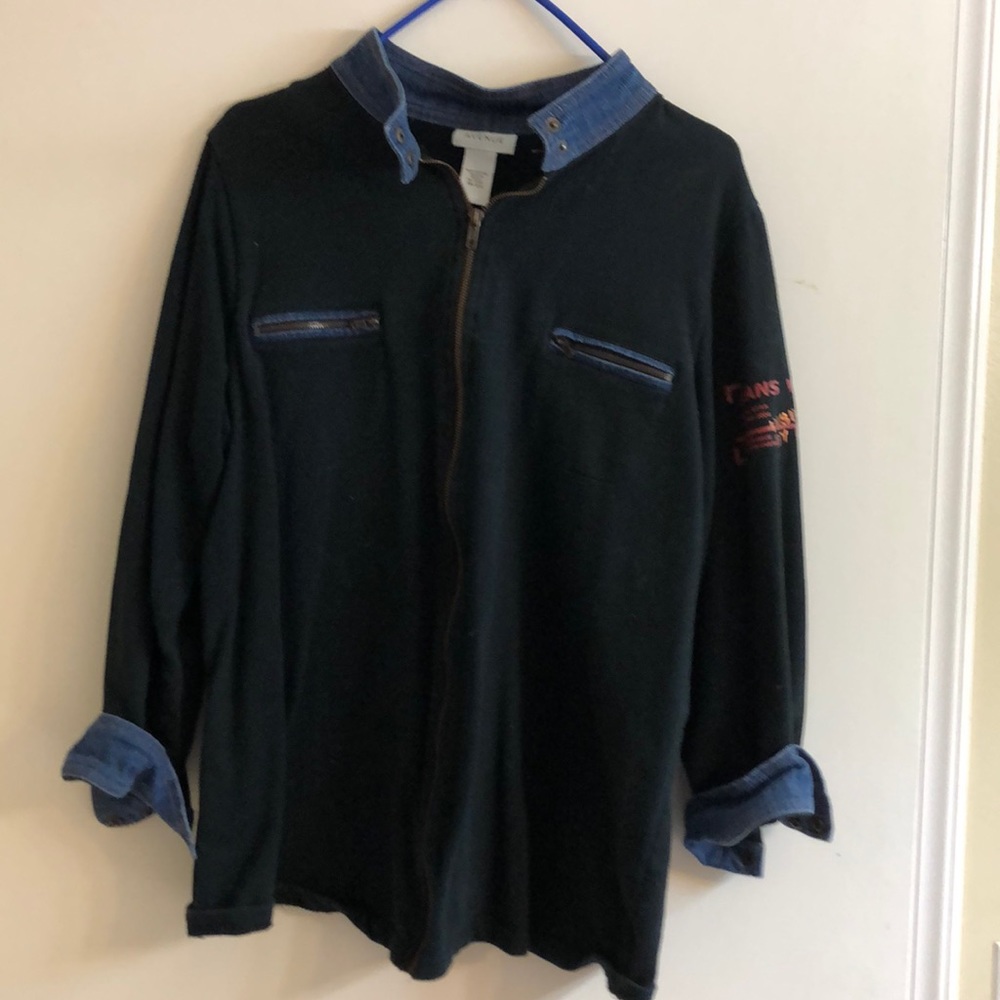 Avenue knit and denim shirt jacket